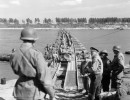 111 1945 april. first american ponton bridge across po river at san benedetto po italy